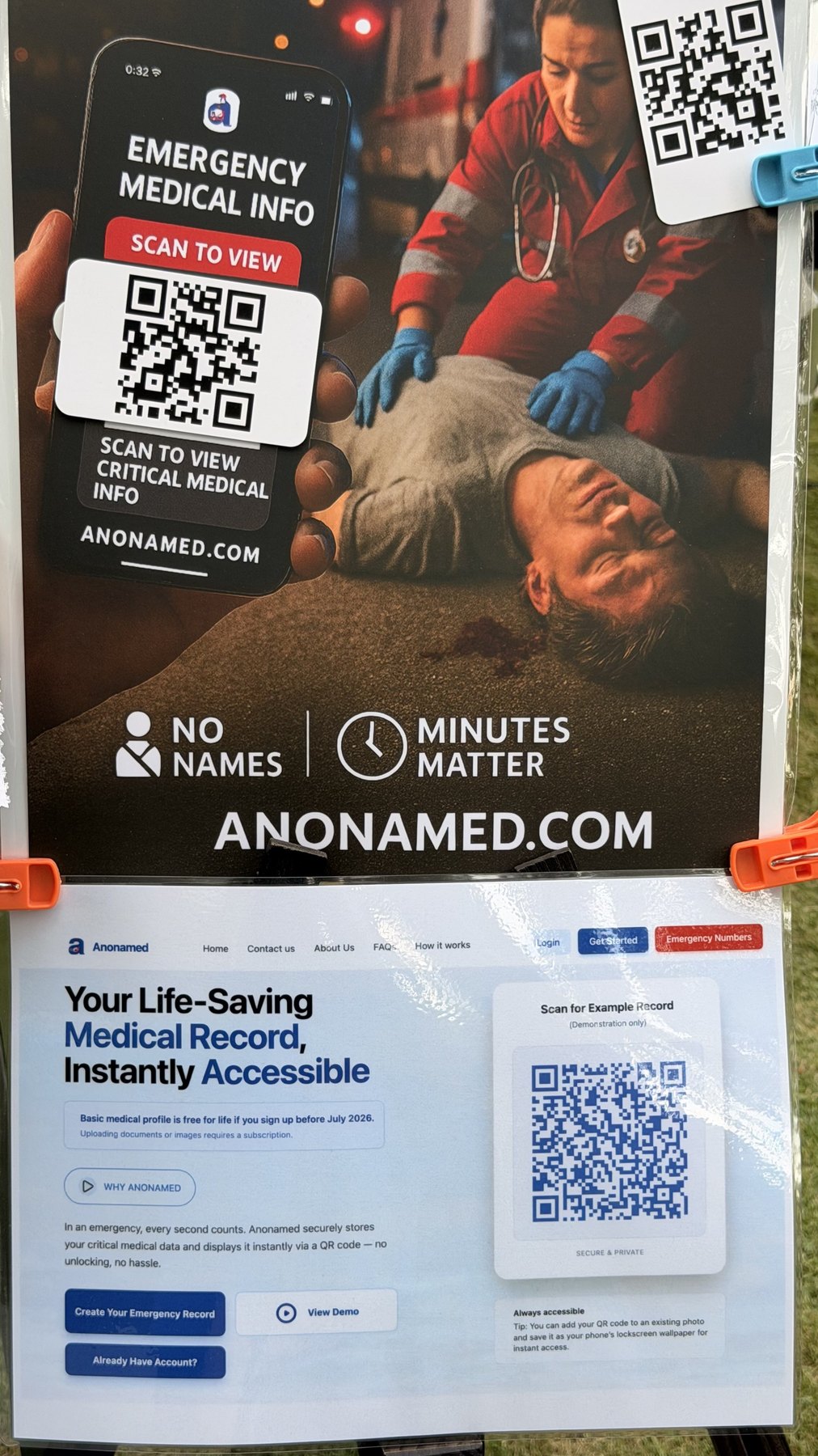 Anonamed emergency medical information poster