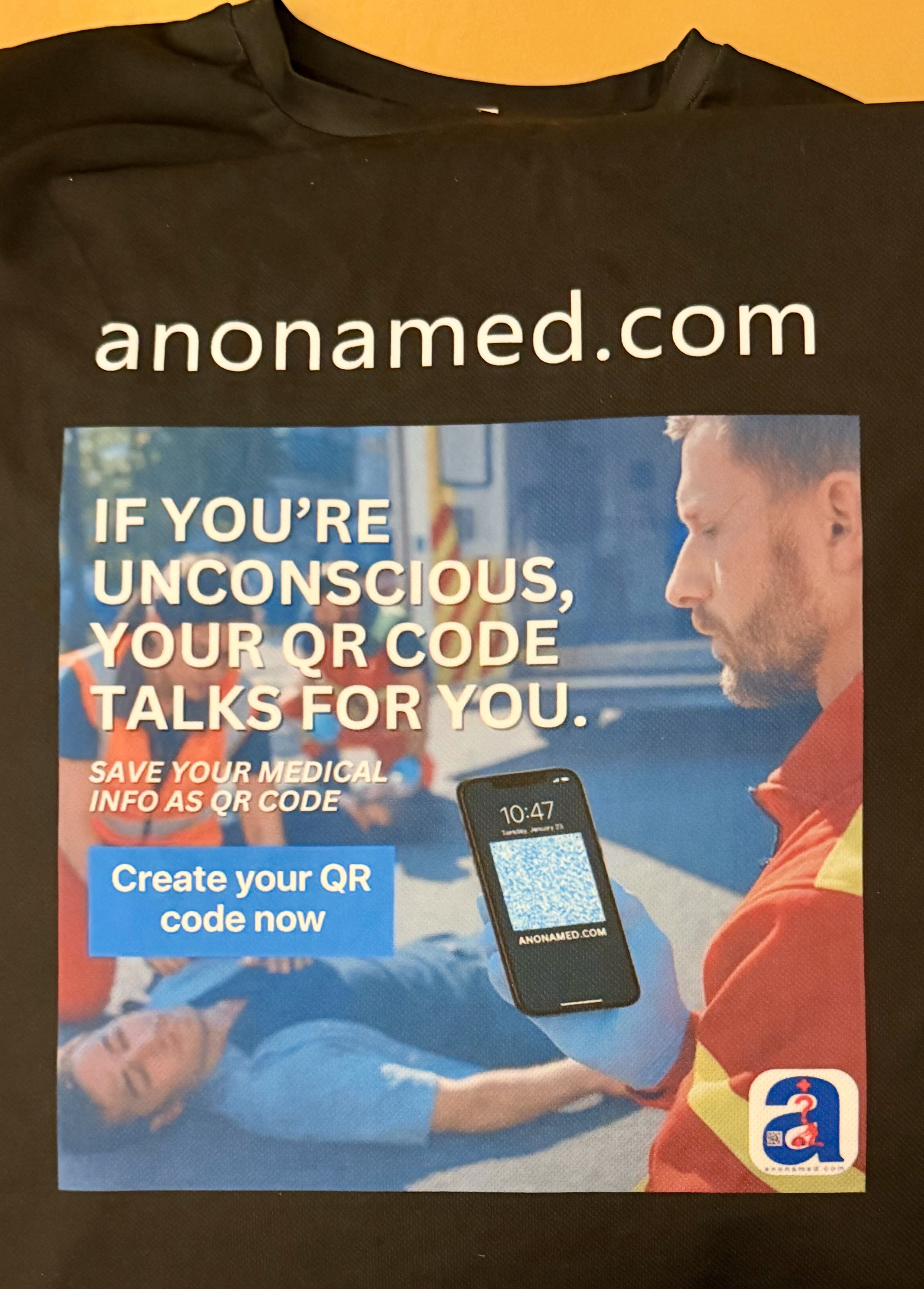 Anonamed QR medical ID shirt